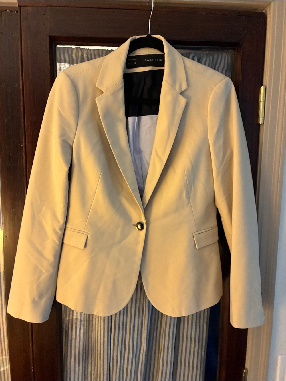 Zara Light Tan Single-Button Tailored Blazer